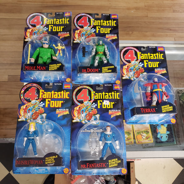 Lot of 5 Marvel ToyBiz Fantastic Four Action Figures Mr Fantastic Invisible Woman Dr Doom Terrax Mole Man