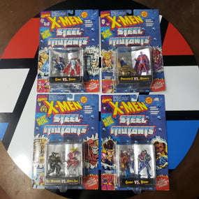 Marvel ToyBiz X-Men Steel Mutants Lot of 4 Gambit Bishop Cable Stryfe Professor X Magneto Spy Wolverine Omega Red Die Cast Action Figure Set