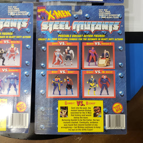 Marvel ToyBiz X-Men Steel Mutants Lot of 4 Gambit Bishop Cable Stryfe Professor X Magneto Spy Wolverine Omega Red Die Cast Action Figure Set