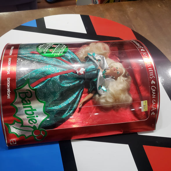 Happy Holidays 1995 Barbie Mattel Fashion Doll Blonde Rare French Canadian Variant Joyeusus Fetes Gran Gala