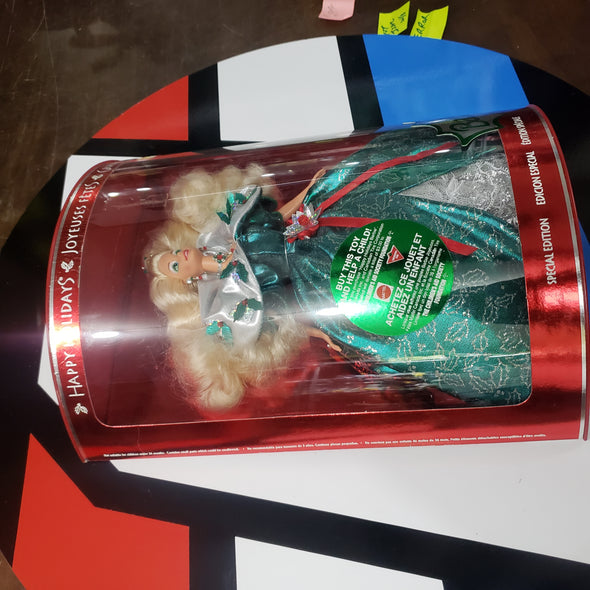 Happy Holidays 1995 Barbie Mattel Fashion Doll Blonde Rare French Canadian Variant Joyeusus Fetes Gran Gala