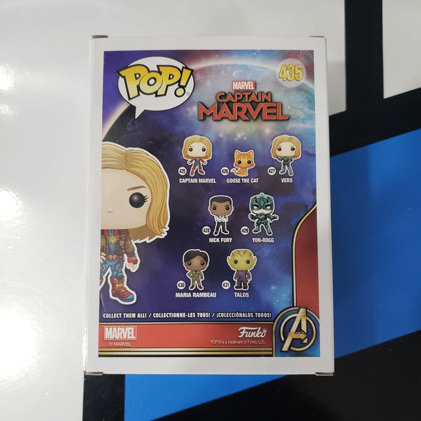 Funko Pop 435 Marvel Unmasked Captain Marvel with Jacket Hot Topic Exclusive Vinyl Bobble-Head Figure