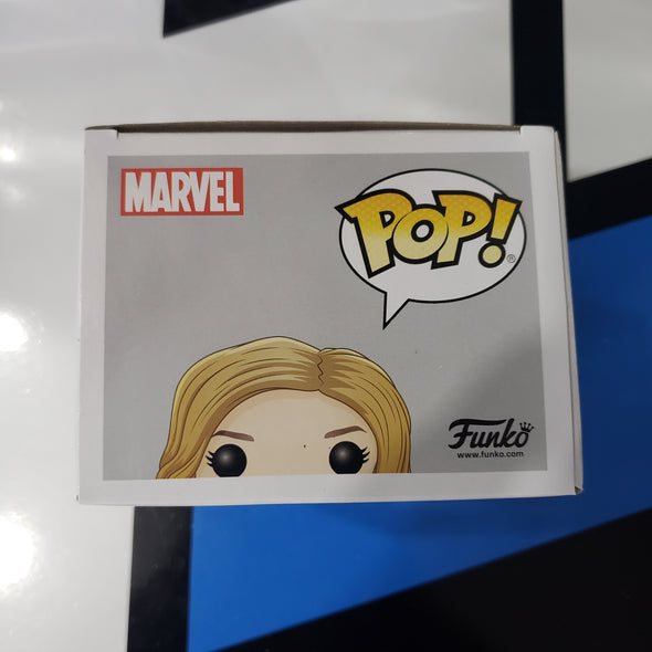 Funko Pop 435 Marvel Unmasked Captain Marvel with Jacket Hot Topic Exclusive Vinyl Bobble-Head Figure