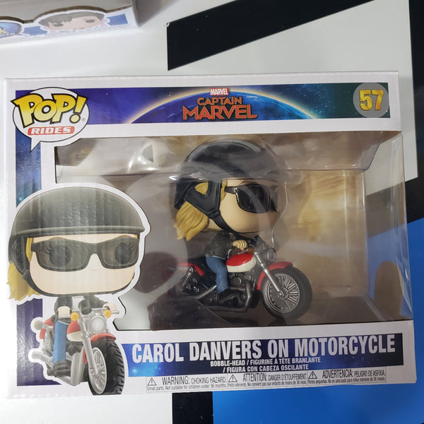 Funko Pop Rides 57 Marvel Captain Marvel Carol Danvers on Motorcycle Bobble-Head Figure