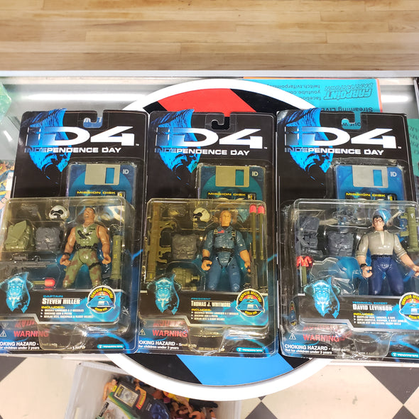 Lot of 3 Independence Day ID4 Action Figures Hiller Whitmore Levinson Trendmasters Movie Action Figures