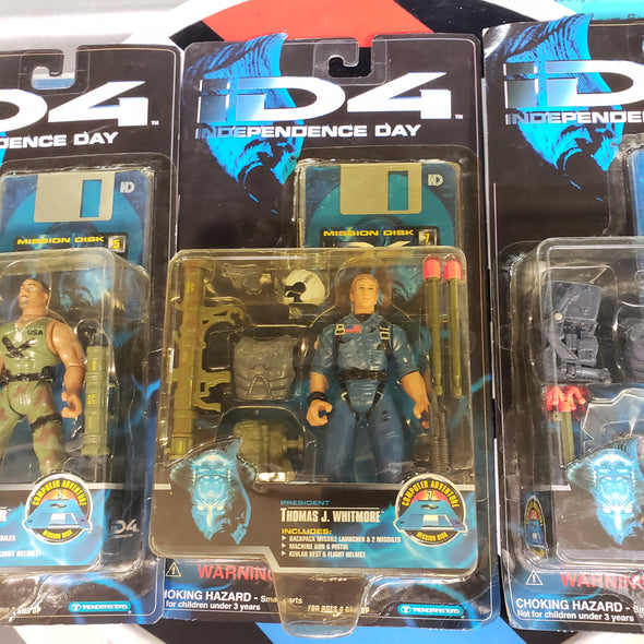 Lot of 3 Independence Day ID4 Action Figures Hiller Whitmore Levinson Trendmasters Movie Action Figures