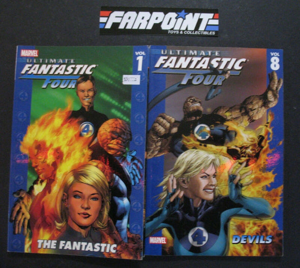 Marvel Comics Lot of 2 Ultimate Fantastic Four Vol 1 The Fantastic & Vol 8 Devils Graphic Novel Trade Paperback