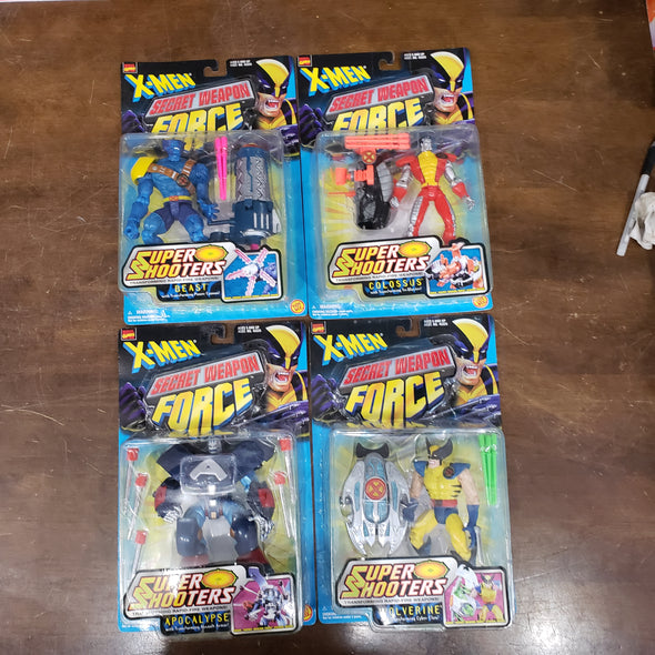 Lot of 4 Marvel ToyBiz X-Men Secret Weapon Force Super Shooters Action Figures Beast Colossus Apocalypse Wolverine