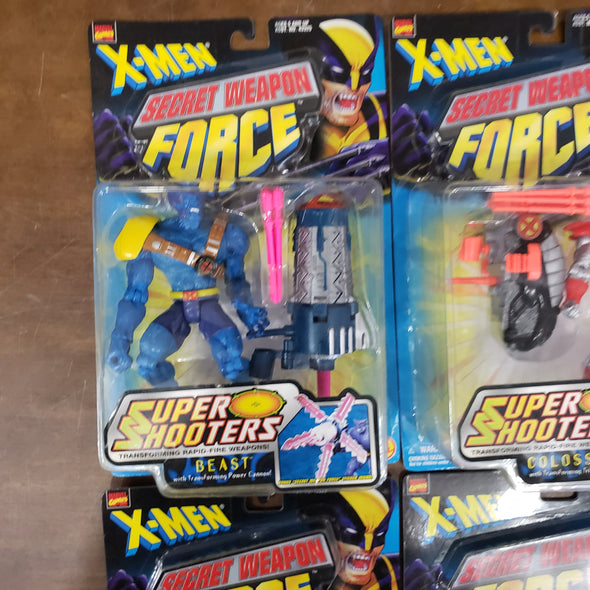 Lot of 4 Marvel ToyBiz X-Men Secret Weapon Force Super Shooters Action Figures Beast Colossus Apocalypse Wolverine