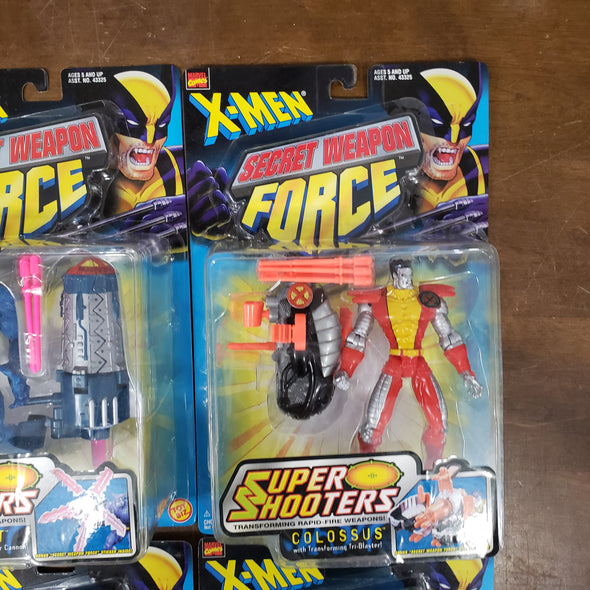 Lot of 4 Marvel ToyBiz X-Men Secret Weapon Force Super Shooters Action Figures Beast Colossus Apocalypse Wolverine