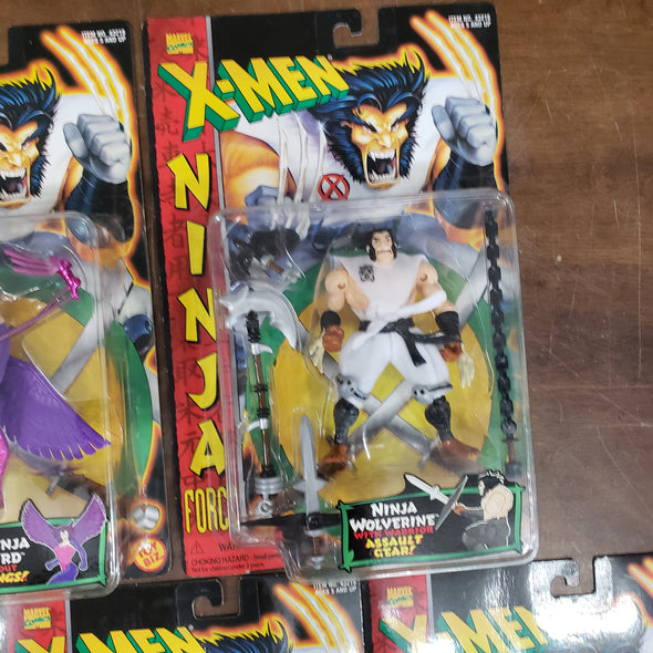 Lot of 5 Marvel ToyBiz X-Men Ninja Force Action Figures Space Ninja DeathBird Wolverine Dark Nemesis Sabretooth Psylocke