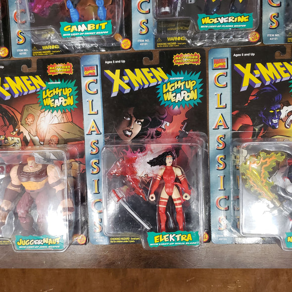 Lot of 9 Marvel ToyBiz X-Men Classics Light Up Weapon Action Figures Gambit Wolverine Juggernaut Elektra Nightcrawler + Variants