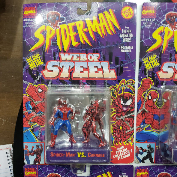 Lot of 6 Marvel ToyBiz Spider-Man Web of Steel Die Cast Action Figures Carnage Dr Octopus Lizard Hobgoblin Smythe