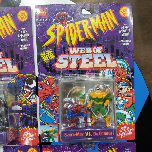 Lot of 6 Marvel ToyBiz Spider-Man Web of Steel Die Cast Action Figures Carnage Dr Octopus Lizard Hobgoblin Smythe