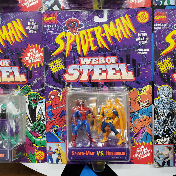 Lot of 6 Marvel ToyBiz Spider-Man Web of Steel Die Cast Action Figures Carnage Dr Octopus Lizard Hobgoblin Smythe