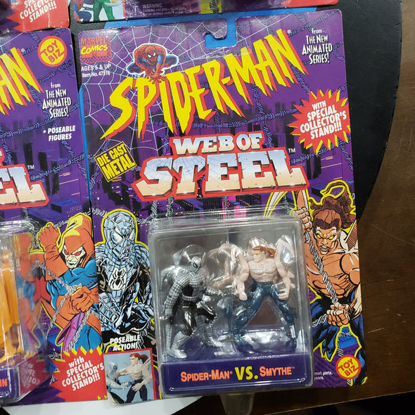Lot of 6 Marvel ToyBiz Spider-Man Web of Steel Die Cast Action Figures Carnage Dr Octopus Lizard Hobgoblin Smythe