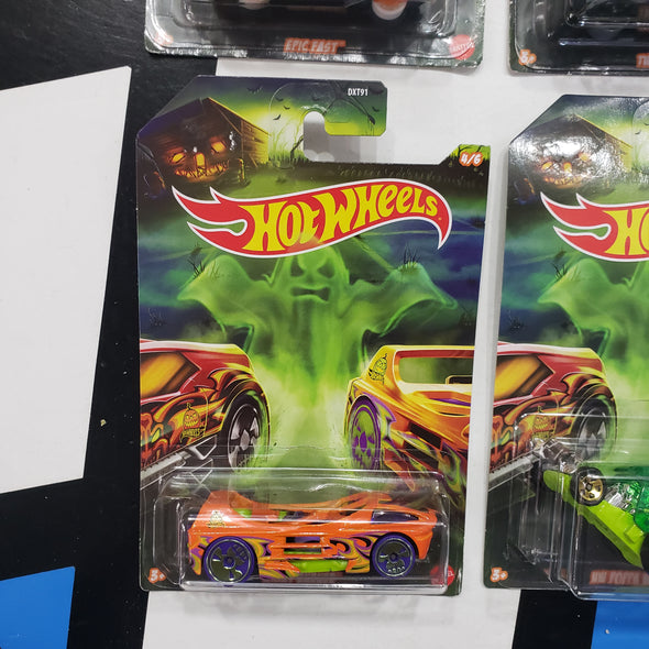 Hot Wheels Halloween 2019 Set of 6 Epic Fast Twinduction Hover & Out Night Burner HW Poppa Wheelie Super Stinger 1:64 R16235