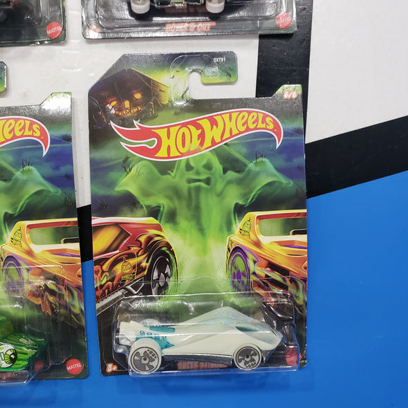 Hot Wheels Halloween 2019 Set of 6 Epic Fast Twinduction Hover & Out Night Burner HW Poppa Wheelie Super Stinger 1:64 R16235