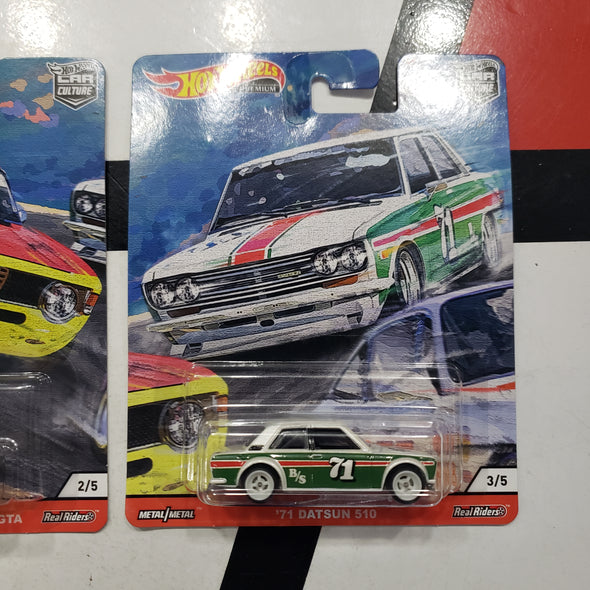 Hot Wheels Car Culture Door Slammers 2019 Set Of 5 '71 Porsche 911 Alfa Romeo Giulia Sprint GTA '71 Datsun 510 BMW 2002 '70 Ford Escort RS1600 1:64 R16241