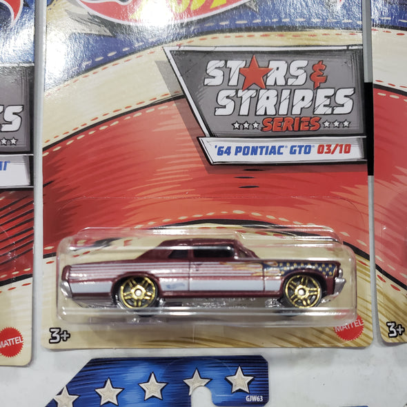 Hot Wheels Stars & Stripes 2019 Set Of 10 AMC Javelin AMX '71 Plymouth HEMI CUDA '64 Pontiac GTO '68 HEMI Barracuda '68 El Camino '70 Chevy Camaro RS Plymouth Duster Thruster '68 Plymouth Barracuda Super Stock HEMI '68 Mercury Cougar R16242