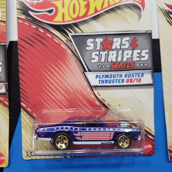 Hot Wheels Stars & Stripes 2019 Set Of 10 AMC Javelin AMX '71 Plymouth HEMI CUDA '64 Pontiac GTO '68 HEMI Barracuda '68 El Camino '70 Chevy Camaro RS Plymouth Duster Thruster '68 Plymouth Barracuda Super Stock HEMI '68 Mercury Cougar R16242