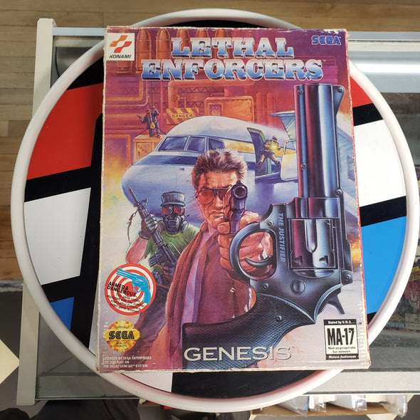 Sega Genesis Lethal Enforcers And Justifier Light Gun Bundle Konami 16bit Video Game MA-17 R11718