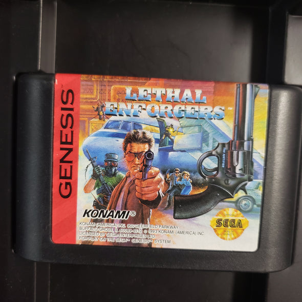 Sega Genesis Lethal Enforcers And Justifier Light Gun Bundle Konami 16bit Video Game MA-17 R11718