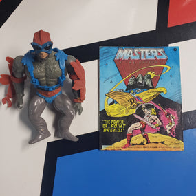 Vintage Masters of the Universe MOTU Stratos (Red Wings) With Comic The Power Of Point Dread Action Figure R2922