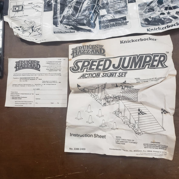 Dukes Of Hazzard Speed Jumper Action Stunt Set Knickerbocker 1982 Two Speed Stunt Buster General Lee Car That Does It All! R17017