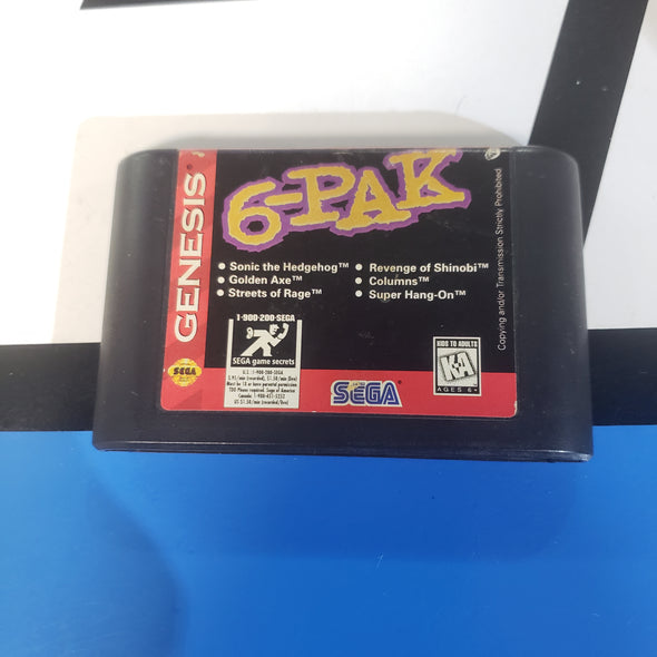 Sega Genesis 6-Pak Console Game Cartridge Six games in One R2381