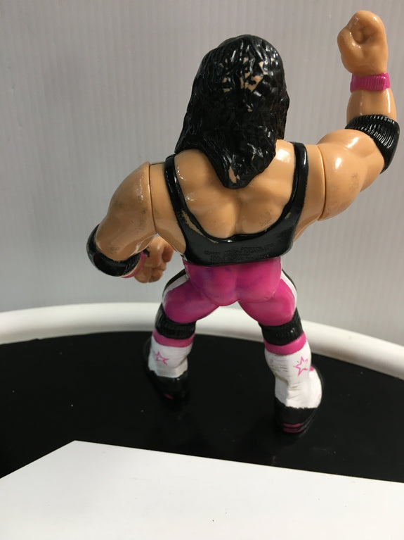 WWF Hasbro Series 4 Bret Hart (Black Shirt Pink Heart) With Hart Attack! 1992 Wrestling Action Figure R7089