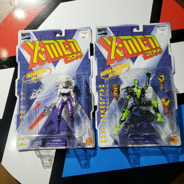 Lot of 2 Marvel ToyBiz Uncanny X-Men 2099 La Lunatica + Halloween Jack Action Figure Set