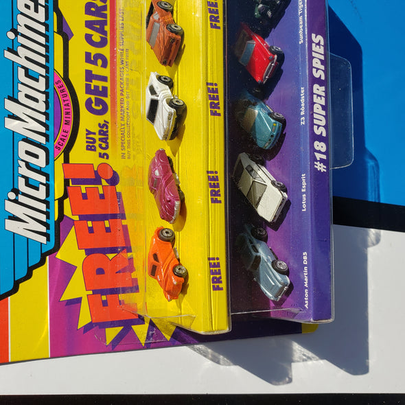 Micro Machines Set #18 Super Spies with 5 Cars Free Bonus 65080 Die Cast Vehicle Set