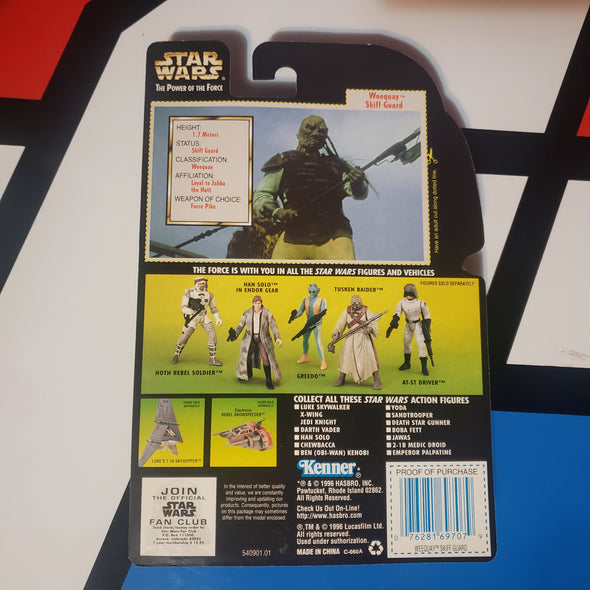 Kenner Star Wars Power of the Force Holographic Weequay Skiff Guard POTF Green Card Action Figure
