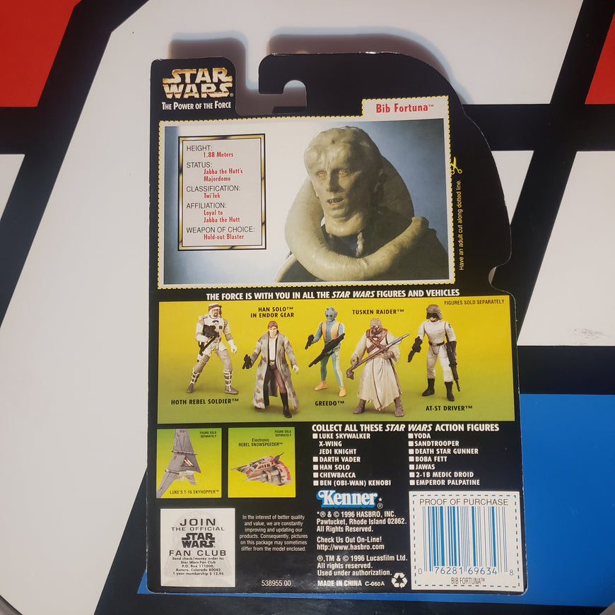 star wars holographic cards Kenner Star Wars Power of the Force Holographic Bib Fortuna POTF Green Card Action Figure