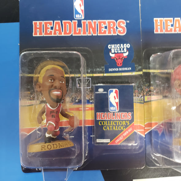 Lot of 2 Dennis Rodman Chicago Bulls Basketball Headliners Blonde & Red Hair Corinthian Sports Action Figure