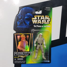 Kenner Star Wars Power of the Force Holographic Luke Skywalker in Hoth Gear POTF Green Card Action Figure