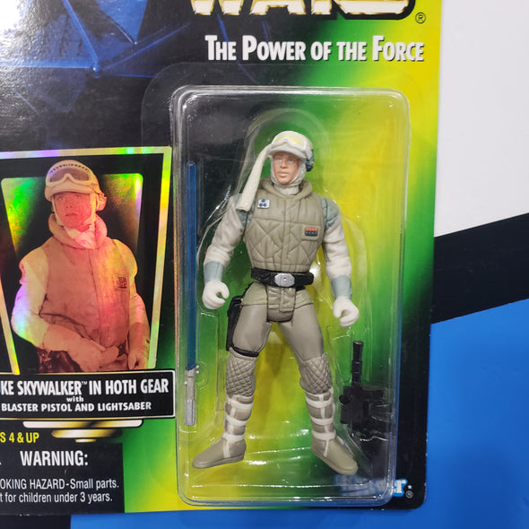 Kenner Star Wars Power of the Force Holographic Luke Skywalker in Hoth Gear POTF Green Card Action Figure