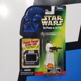 Kenner Star Wars Power of the Force Freeze Frame Princess Leia Organa with Blaster Rifle POTF Green Card Action Figure