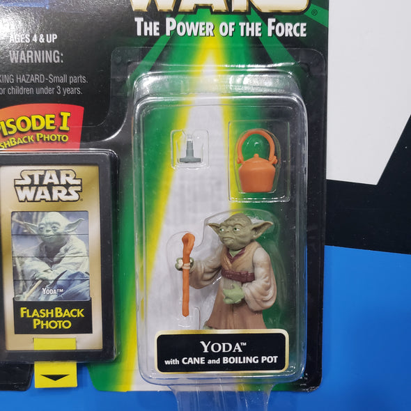Kenner Star Wars Power of the Force FlashBack Photo Yoda with Cane POTF Green Card Action Figure