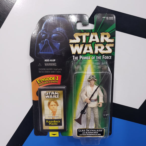 Kenner Star Wars Power of the Force FlashBack Photo Luke Skywalker with Blaster Rifle POTF Green Card Action Figure