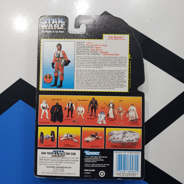 Kenner Star Wars Power of the Force Luke Skywalker X-Wing Pilot POTF Red Card Action Figure